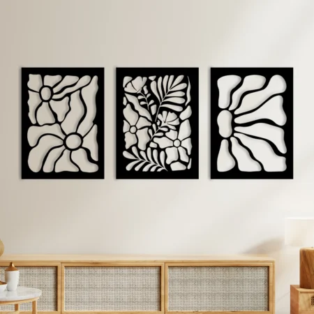 boho floral bohemian floral metal art 3 panel