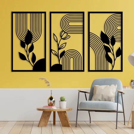 boho floral panel exclusive metal decor 3 panels