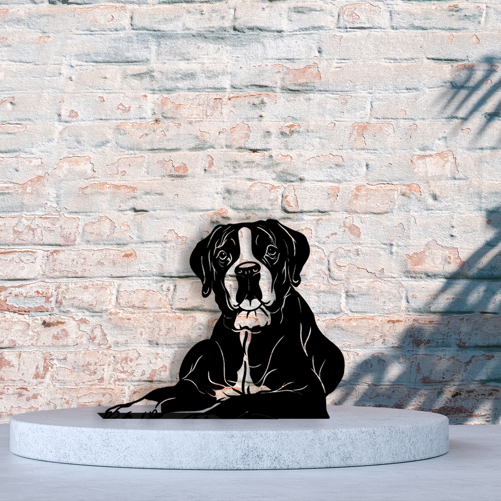 boxer dog animal metal table art