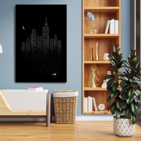 city night metal wall hanging