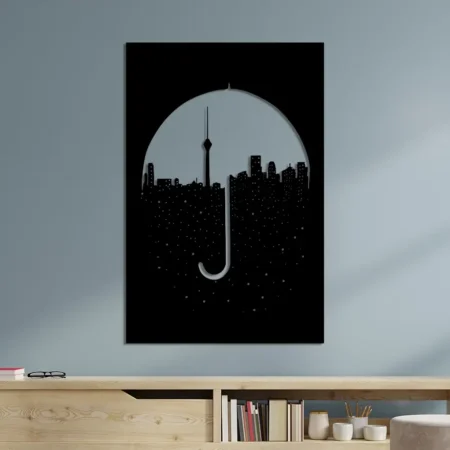 city sleeps wall hanging metal decor