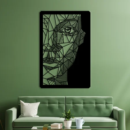 geometric girl face minimalist metal wall art