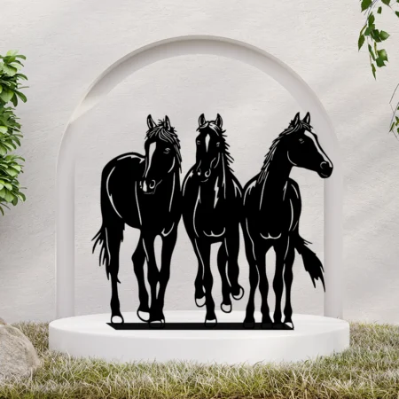 horses metal table art