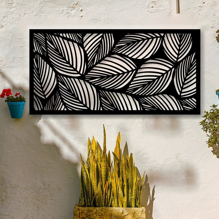 decorative leaves panel metal art decor