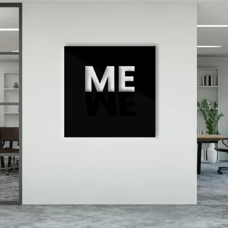 me or we conceptual quote metal wall decor
