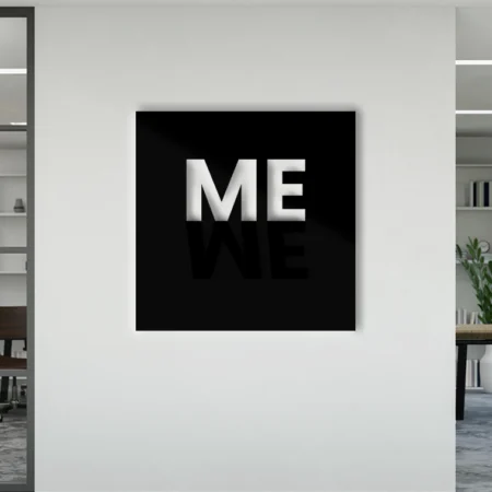 me or we conceptual quote metal wall decor