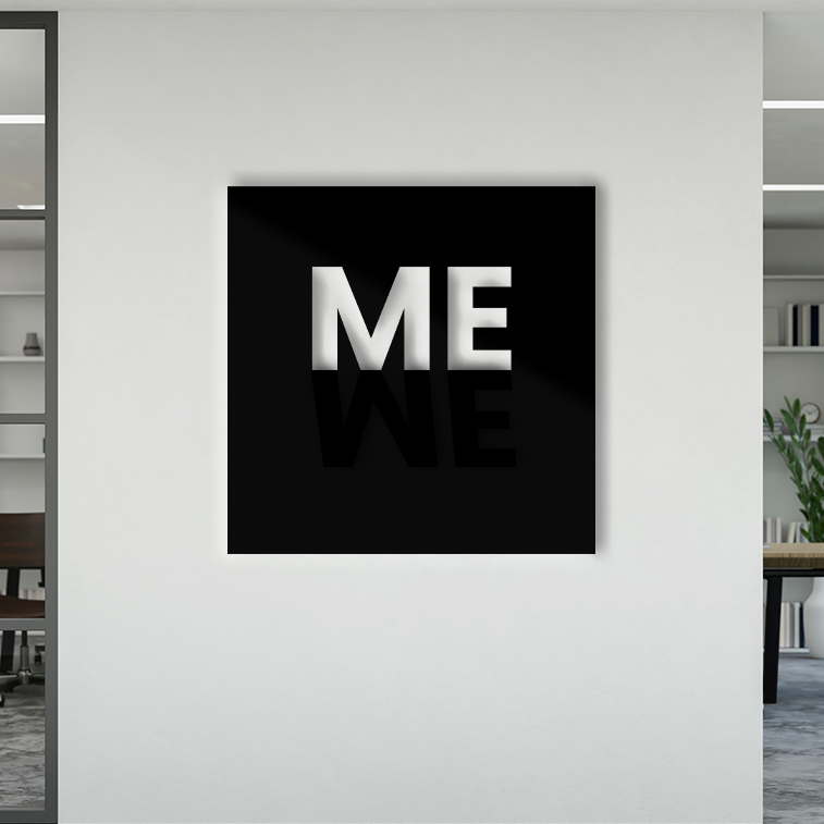 me or we conceptual quote metal wall decor