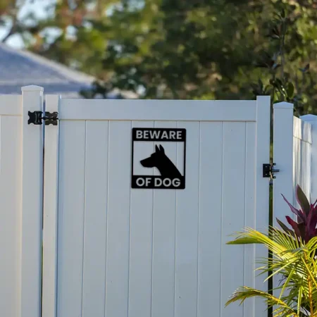 beware of dog sign metal wall signage