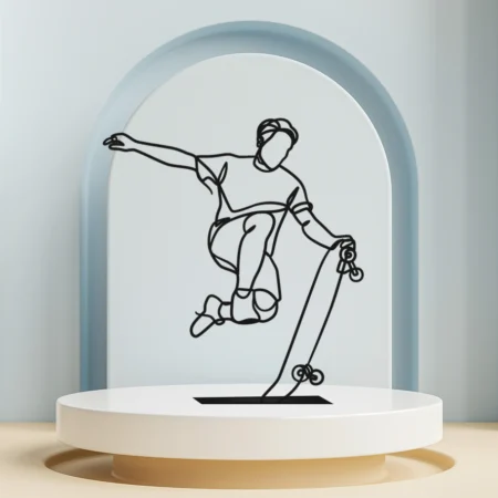 Skateboarder Table Art, skateboard minimal metal table art