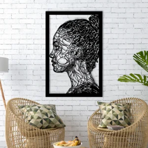 woman abstract line art metal wall decor