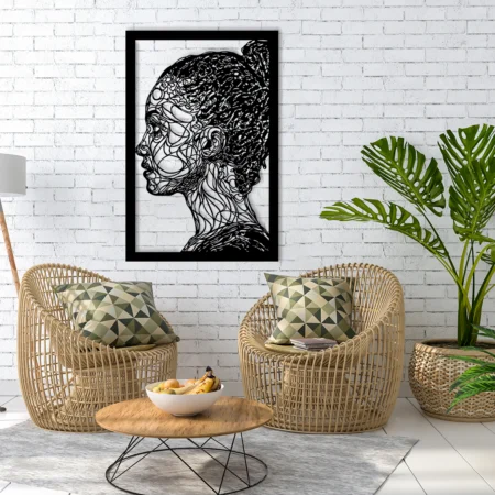 woman abstract line art metal wall decor