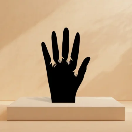 hands on metal table art decor