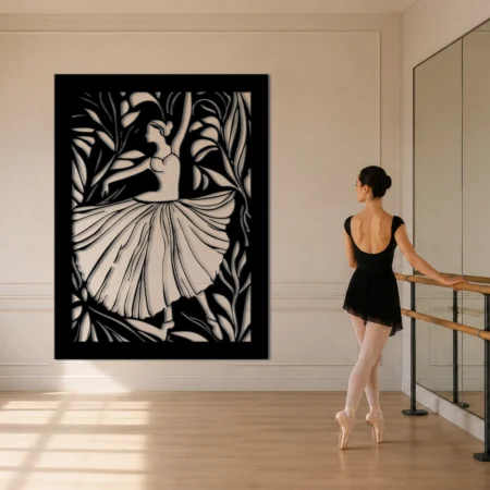 Ballet Dancer Metal Wall Hanging | Elegant Metal Wall Art for Home Decor