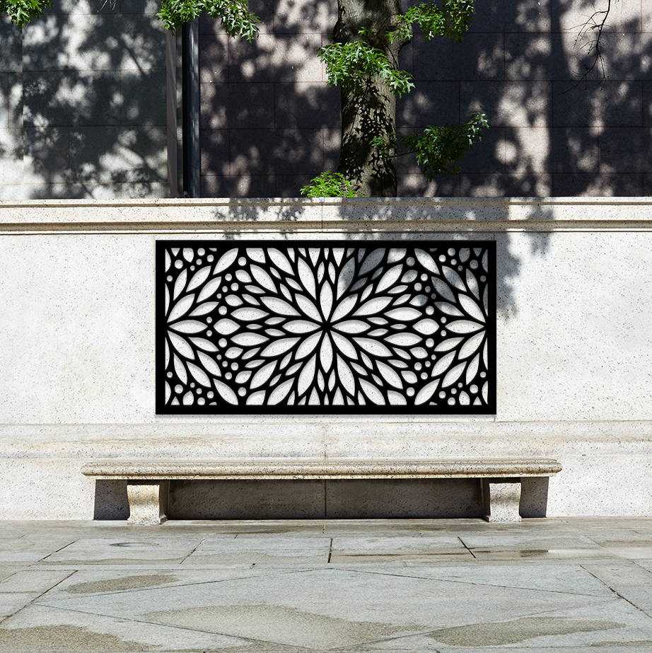 Floral Panel Outdoor Metal Decor - Floral Pattern 2 - Kuch Khaas - Metal Wall Decor - Metal Wall Art - Best Metal Art in Pakistan - Metal Decor - Exclusive Metal Decor